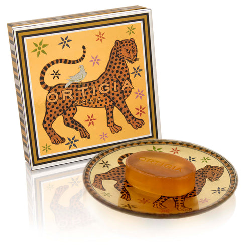 Ortigia Sicilia Ambra Nera Glass Plate & Soap